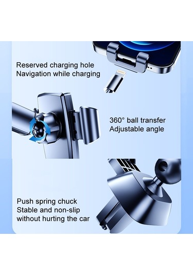 Sones Shunweı Sd-1132b Araç Telefonu Vantuz + Hava Firar Tutucu Yerçekimi Algılama Destek Braketi Siyah