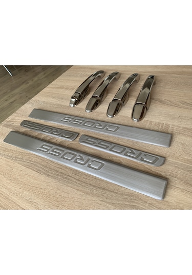 Egea Cross Krom Kapı Kolu ve Kapı Eşiği Seti Paslanmaz Çelik