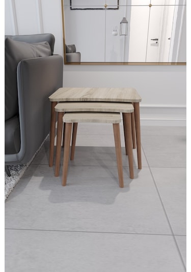 Esma Orta Sehpa Ve Zigon Sehpa 4'Lü Salon Seti - Sonomo