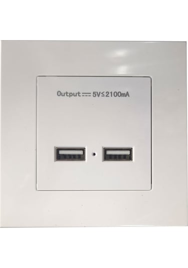 Usb Priz Duvar Tipi Kasalı Usb Priz Sıva Üstü 5v 2a Çift Usb'li Priz