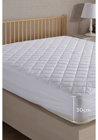 Kapitone Fitted Full Kenar Yatak Koruyucu Alez Tek Çift Battal 5 Ebat Beyaz