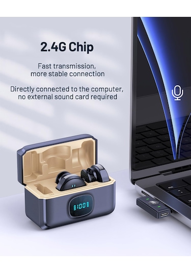 Kablosuz Yaka Mikrofonu, Led Ekranlı Manyetik Mini Yaka Mikrofonu,