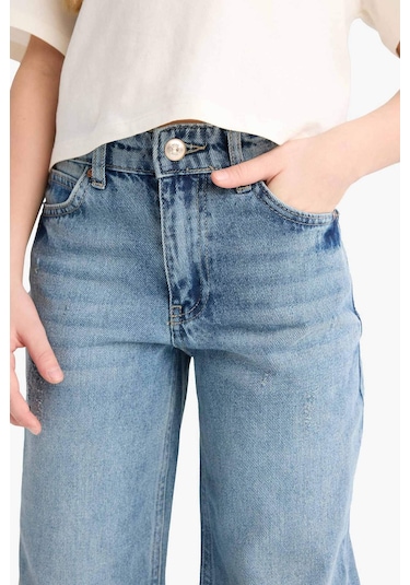 DeFacto Kız Çocuk Straight Wide Jean Pantolon F3150A825SMNM39 Mavi DeFacto Kız Çocuk Straight Wide Jean Pantolon F3150A825SMNM39 Mavi