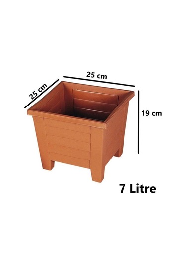 Omnipazar Sy-5846 Dekoratif Plastik Kare Ayaklı Saksı 7 Lt Kiremit 6 Adet