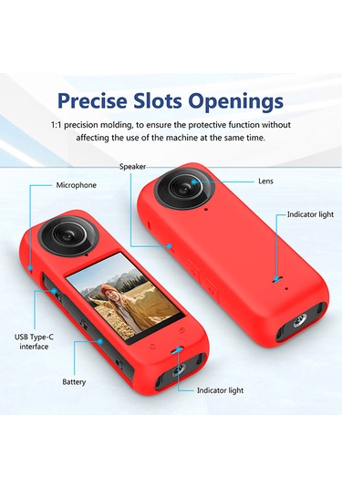 Insta360 X4 Kılıf İçin Puluz Tam Vücut Silikonu Kırmızı