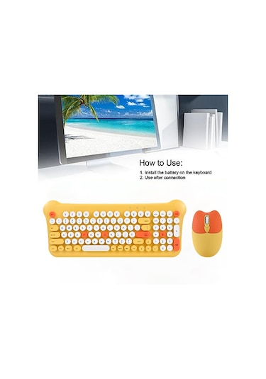 Qw05 Karışık Renk Taşınabilir 2.4g Kablosuz Klavye Mouse Seti Mavi