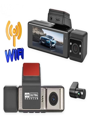 Kingline A3 Model 4k Gps ,wifi Ve Gece Görüşlü 3 Kameralı Araç Kamerası