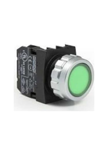 Emas H100dy H Serisi Plastik 1no Yaylı Düz Yeşil 30 Mm Buton