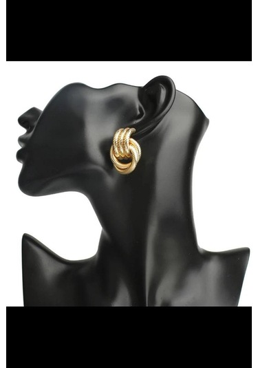 By Zeyna Aksesuar Kadın Vip Seri Özel Tasarım Marka Küpe Seti-4298 Altın