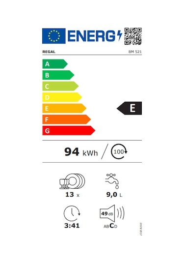 Regal BM 521 5 Programlı 13 Kişilik Bulaşık Makinesi