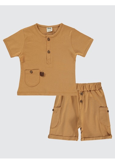 Civil Baby Erkek Bebek Şortlu Takım 6-18 Ay Taba Taba