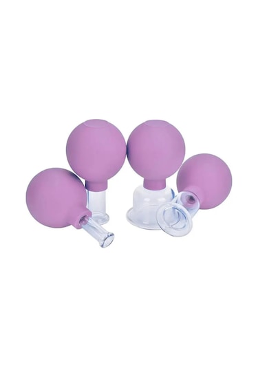 Mika Silikon Vakumlu Yüz Masaj Kupası 4'lü Set Mor Renk