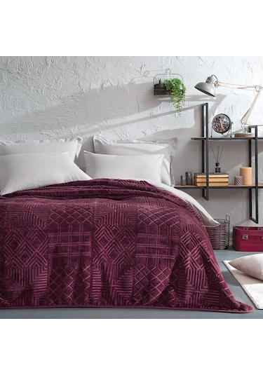 Yataş Bedding Nova Emboss Çift Kişilik Battaniye Vişne