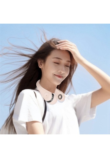 Yeni 5000mah Asılı Boyun Fanı Tembel Taşınabilir Şarj Asılı Boyun Fanı 5433 Pembe