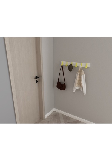Hepsi3boyutlu Modern Duvar & Kapı Baston Askılık - 6 Adet Sarı J Askılık - Model No : 6 Sarı