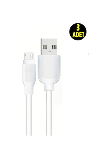 3 Adet Beyaz 2 Amper Micro Usb Android Uyumlu Cep Telefonu Şarj Kablosu Samsung Htc Lg Sony