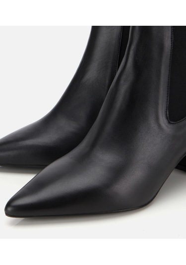 Hotiç Kadın Deri Siyah Yumuşak Dokulu Lastik Detaylı Topuklu Bot 01boh315510a100 01boh315510a100 Siyah