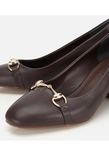 Hotiç Kadın Kahverengi Gold Tokalı Kalın Topuklu Ayakkabı 01ayh314840a480 01ayh314840a480 Kahverengi