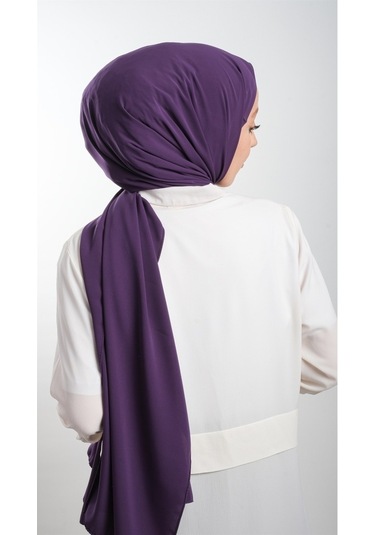 Mor Düz Klasik Şal Medine Ipeği Sade 202103_22 Mor