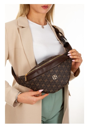 Newish Polo Kadın Desenli Çapraz Omuz Askılı Bel Omuz Çanta Kkhve