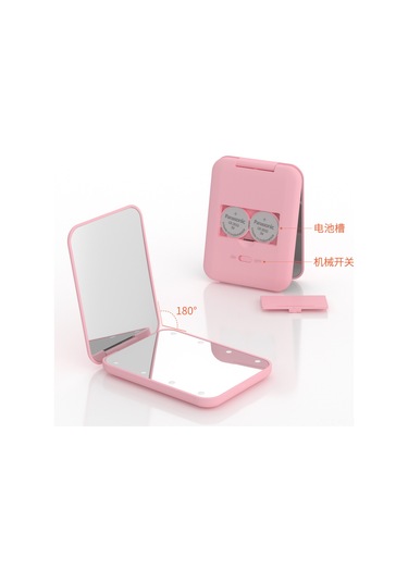 Wezone Led Işıklı 8 Led'li Elden Taşınabilir Katlanabilir Makyaj Aynası, 2x Büyütme Özelliği, Pilli, Pembe Hediyelik Ayna