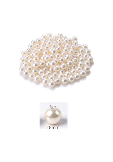 1.000 Gram 1 Kg. 18mm Krem Renk Plastik İnci Boncuk Çanta Ve Ta