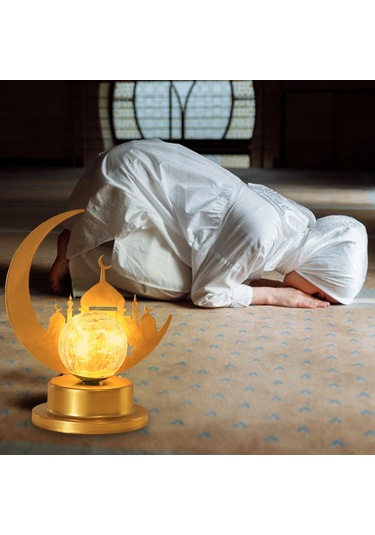Kosona Ramazan Güneş Ay Figürlü Demir Masa Lambası - Islak Işık Ev Dekorasyonu Pil Dahil Değil Diğer