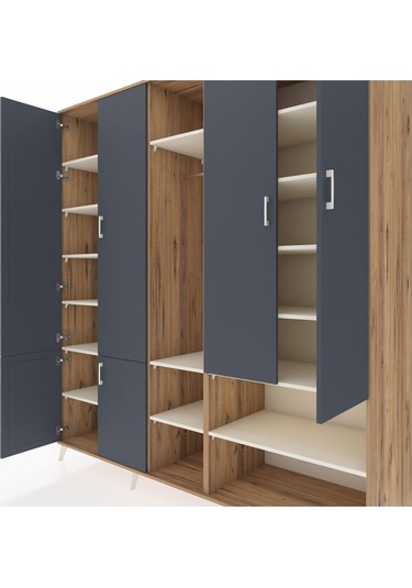 Kronos Dolap 15 Raflı 5 Kapaklı Tek Askılı 220x59x243 Çam-antrasit/aytaşı Antrasıt/aytası Kronos Dolap 15 Raflı 5 Kapaklı Tek Askılı 220x59x243 Çam-antrasit/aytaşı Antrasıt/aytası