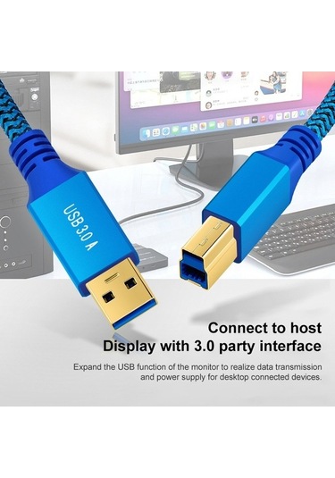 Novahub Yazıcı/sabit Disk Usb 3.0 A-erkek Konnektör Kablosu, 0.6m Mavi Yüksek Hızlı