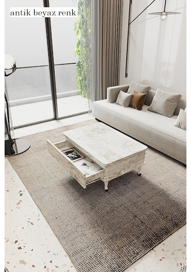 Kolexonline Nino Akıllı Sehpa Tekerli Ayaklı Çekmeceli