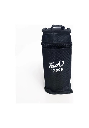 Marker 12'li Set Çantalı Taşınabilir Marker Seti 12 Renk Çift Taraflı Marker Kalem Seti Çok Renkli