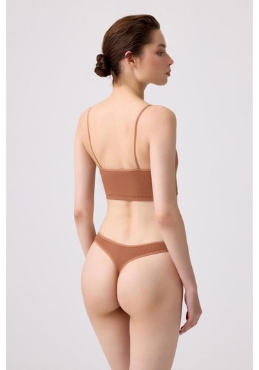 Kadın Pamuklu Ve Likrali Fitilli Kaşkorse Tanga Külot 5'li Paket-2 Renkli-2 Çok Renkli