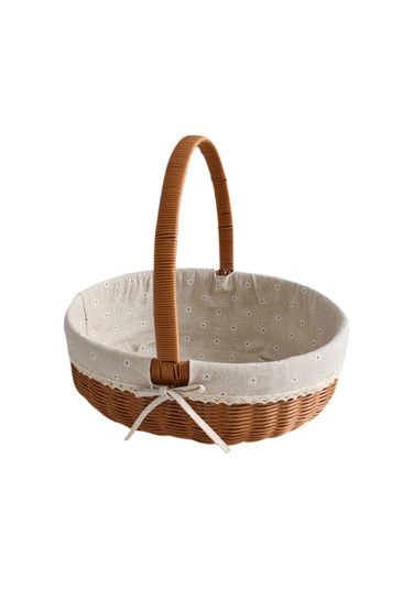 Homyl Taklit Rattan Piknik Sepeti Dokuma Meyve Stil C