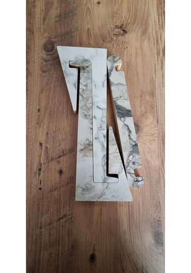 Ahşap Laptop Standı Tüm Modellerle Uyumlu Beyaz Mermer Mdf
