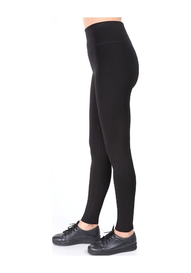 Incebelli Kadın Siyah Yüksek Bel Toparlayıcı Örme Taytsiyahm Siyah