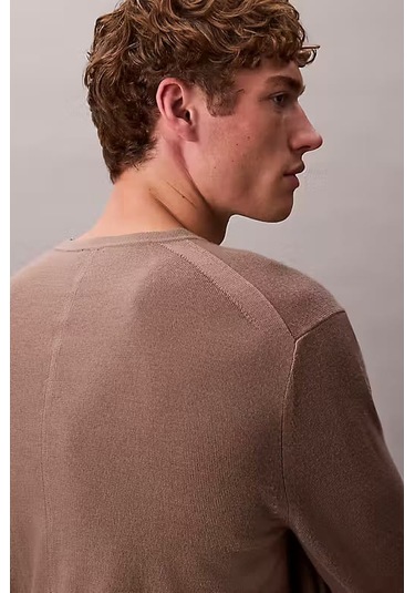 Erkek Regular Fit Merinos Yünü Triko Kazak - Vizon Taupe Tone