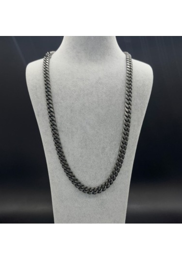 Erkek Otantik Çelik Gurmet Zincir Kolye 9131 Siyah