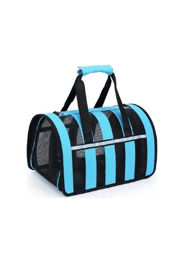 Katlanabilir Mesh Nefes Alabilen Evcil Hayvanlar Dışarı Çıkıyor Taşınabilir Çapraz Taşıma Çantası, Boyut: M Mavi