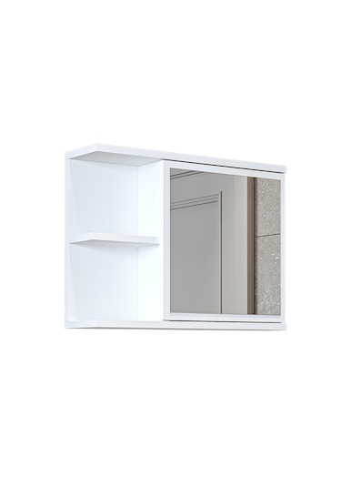 Kulpsuz Tek Kapaklı Mat Suntalam 60 Cm Aynalı Banyo Üst Dolap Byz Mat Beyaz