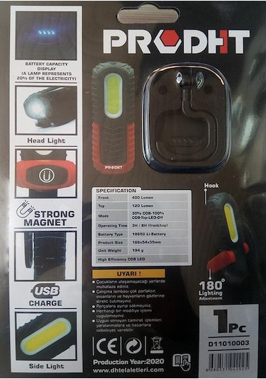 Dht 400 Lümen Mıknatıslı Kancalı Çalışma Lambası D11010003 Kırmızı - Siyah