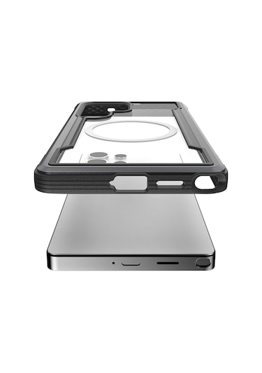 Galaxy S25 Ultra Kılıf Magsafe Uyumlu Airbagli Raptic Shield Serisi Şeffaf Yüzey Kapak Siyah