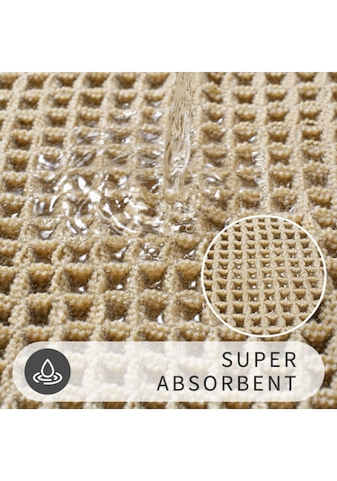 Yifomall Banyo Girişinde Kullanım İçin Anti Kayma, Su Emer, Makine Yıkama Uygun Modern Vafli Desenli Kahverengi Banyo Battaniyesi Diğer