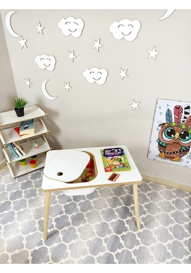 Miracle 3d Çocuk Oyun Etkinlik Çalışma Masası Tek Göz Aktivite Masası Beyaz