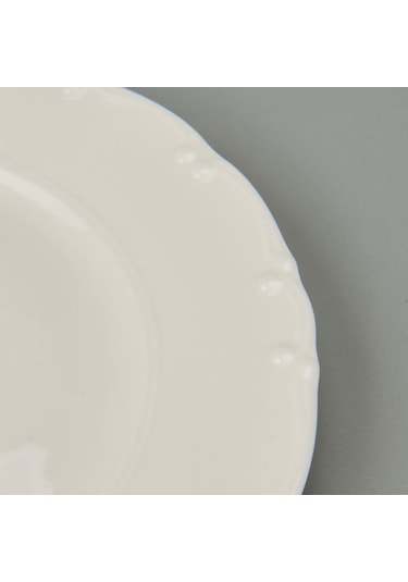 Tulu Porselen Liana 6'lı Servis Tabağı - Krem - 25 Cm Krem