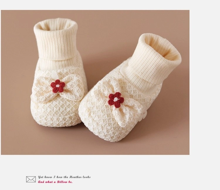 Uıowoo Kız Bebek Prenses Çorap - Yumuşak Taban, Kaymaz, %100 Pamuk - Yenidoğan Ve Bebekler İçin Şık Bej Renkli Kokulu Kelebek