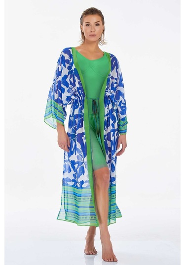 Mayo Üzerine Tek Pareo Kaftan Armaranta 6126 Saks Saks Mavi