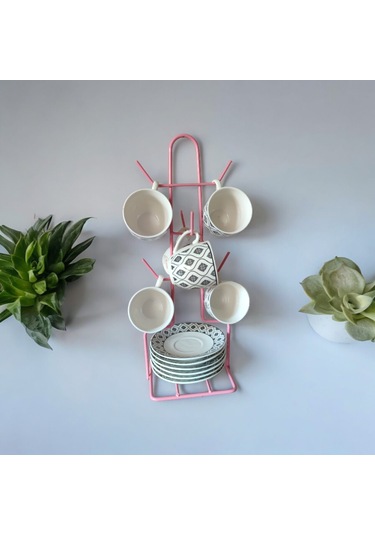 Fincan Askısı, Pembe Tabaklı Askılık , Masa Üstü, Tezgah Üstü