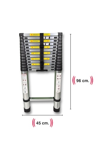 Endokon 540 Cm. - 14 Basamaklı Teleskopik Alüminyum Merdiven - I Tipi Uzayan Merdiven