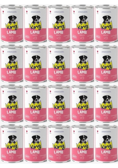 King Et Parçacıklı Kuzu Etli Yavru Köpek Konserve 400 Gr 20 Adet