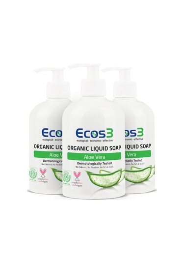Ecos3 Organik Aloe Vera Sıvı Sabun 500 ML x 3